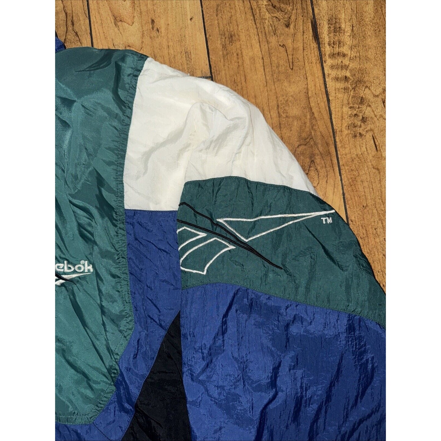 Vintage Reebok Windbreaker Jacket Multicolored Blue/Green XL 28x26