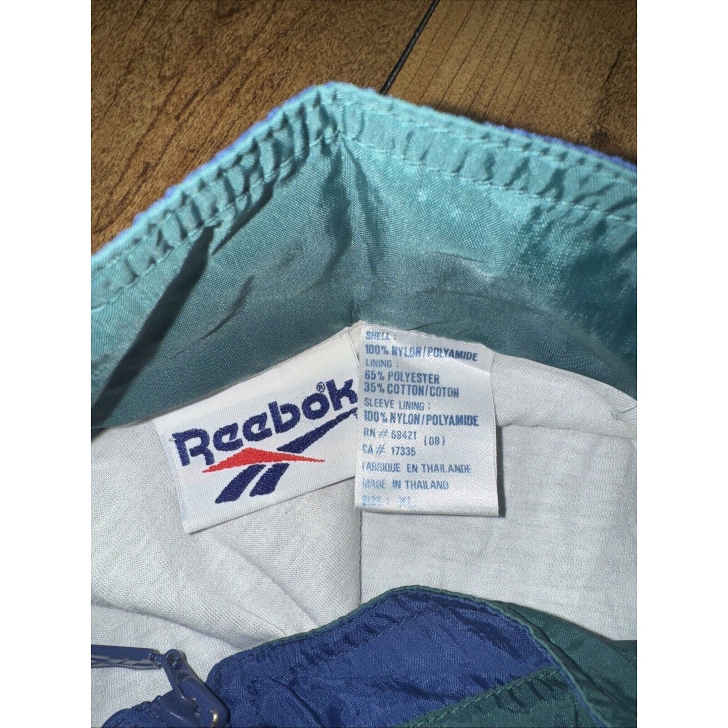 Vintage Reebok Windbreaker Jacket Multicolored Blue/Green XL 28x26