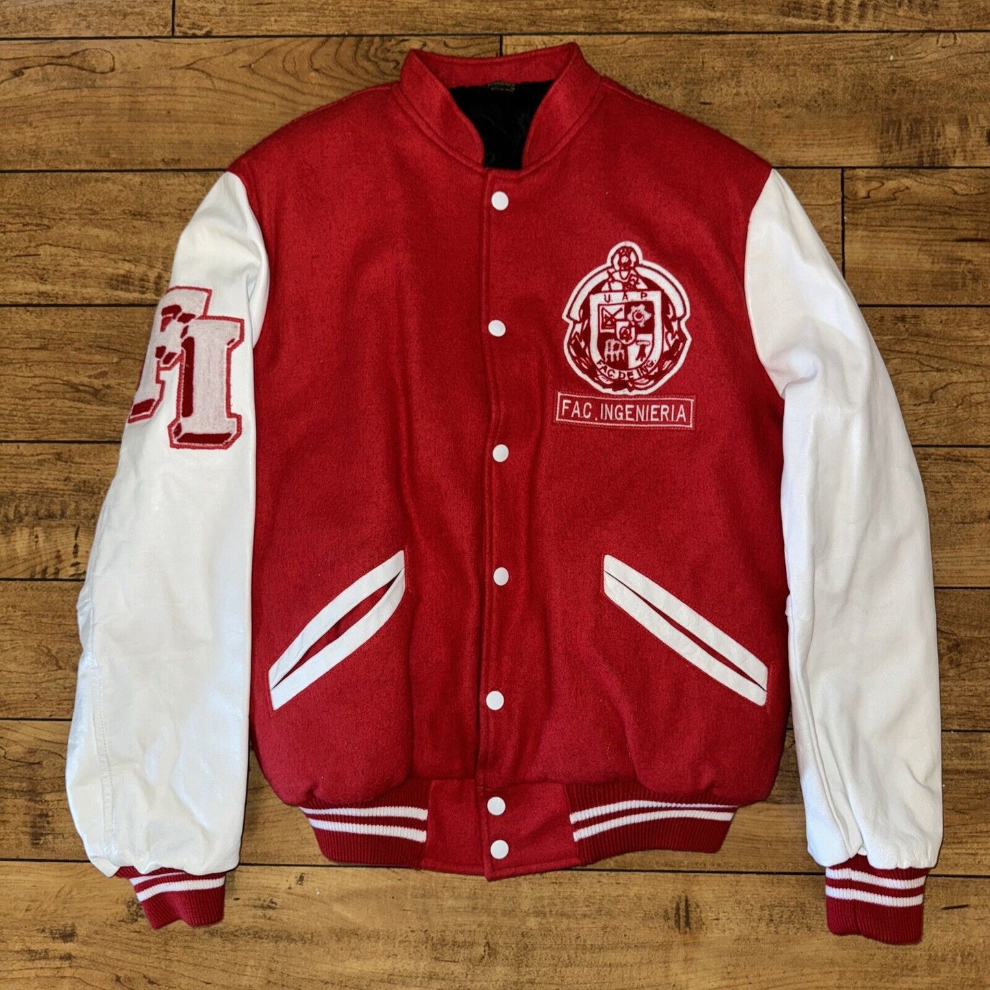 Vintage Made In Mexico Josiro Letterman Jacket Red/White Size 42 24x26 Measured