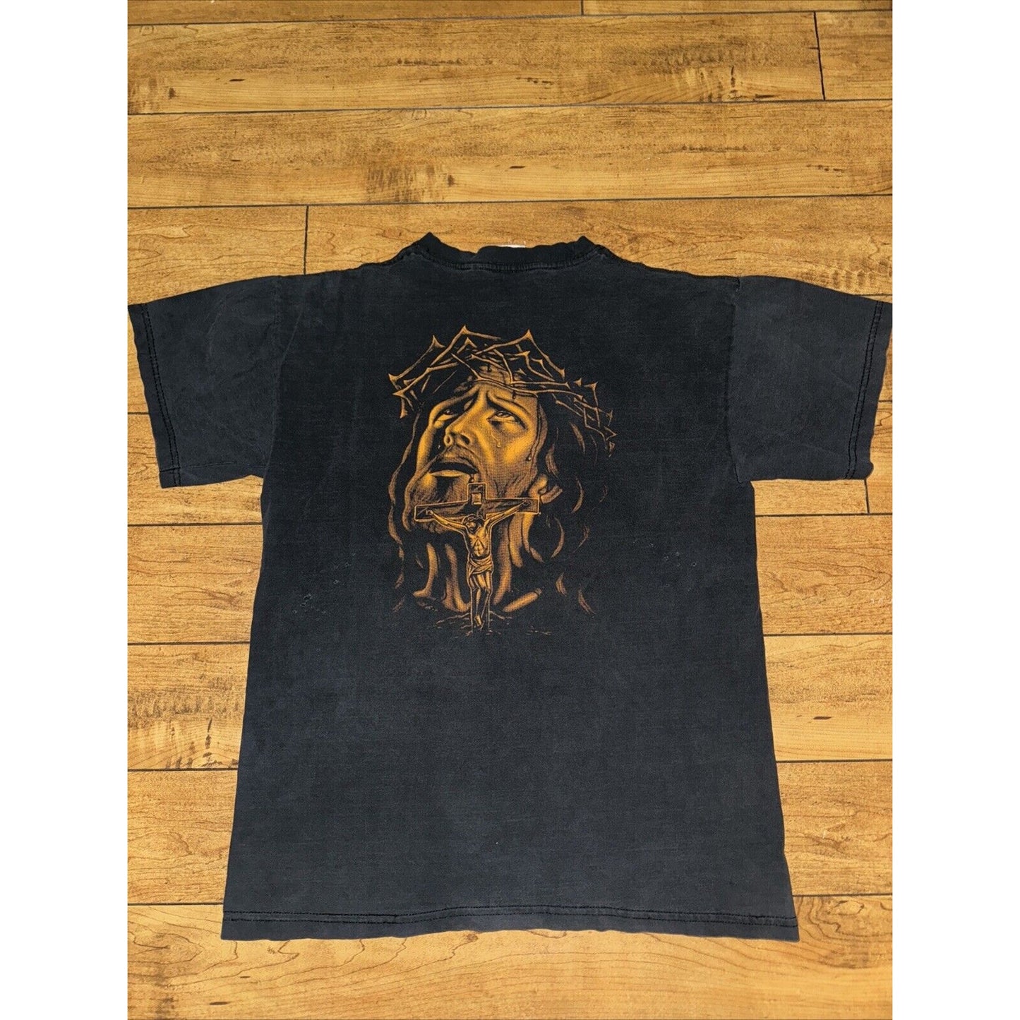 Vintage Rock Revolution Jesus T-Shirt Black Large 20x27.5