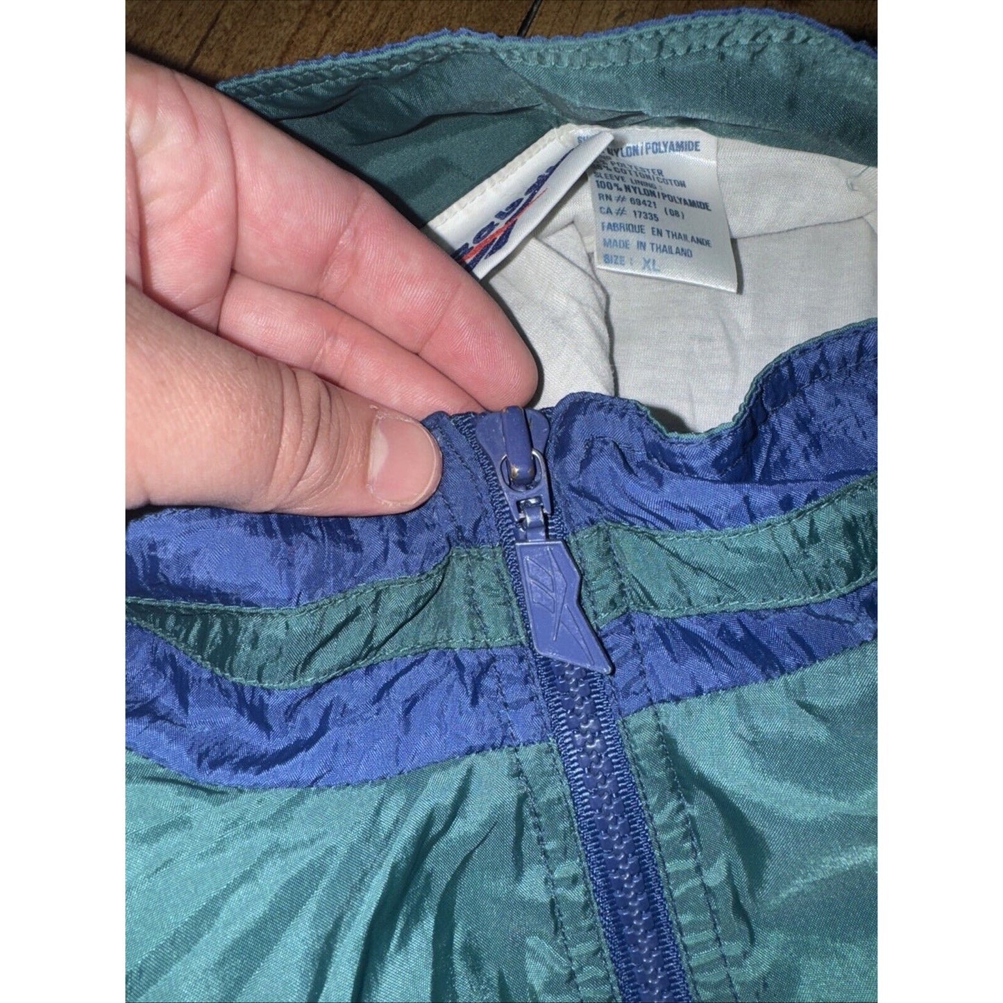 Vintage Reebok Windbreaker Jacket Multicolored Blue/Green XL 28x26