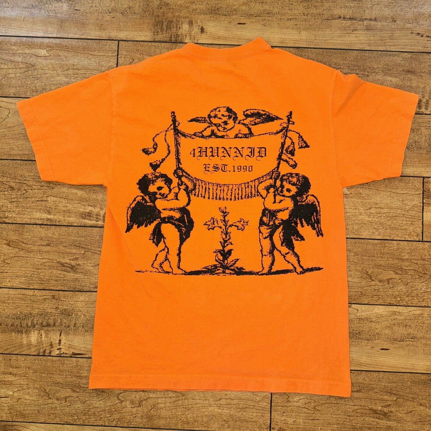 4 Hunnid Angels T-Shirt Orange Medium 19x25.5