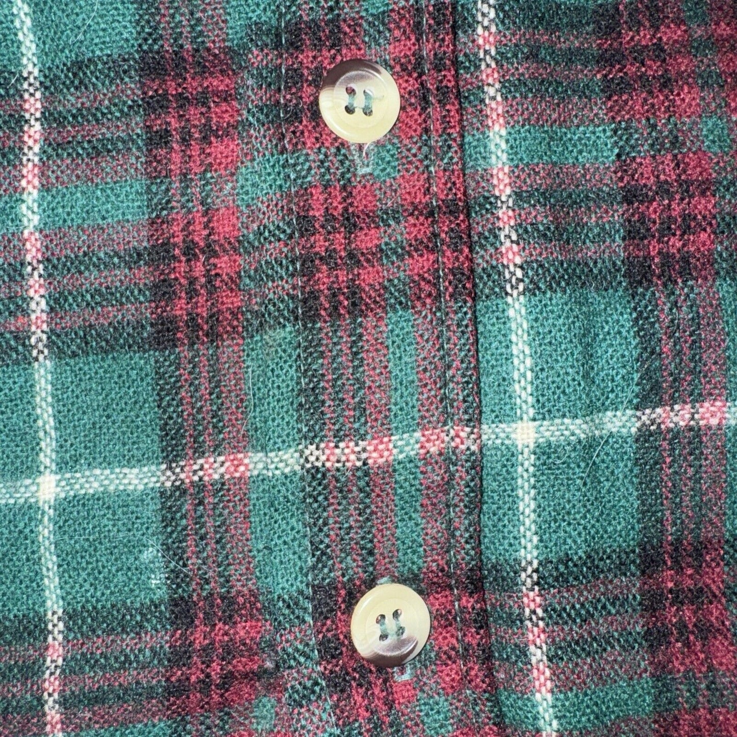 Vintage Briggs Plaid Shirt Flannel Green/Red Medium 23x30 Made In Korea 100% Pol