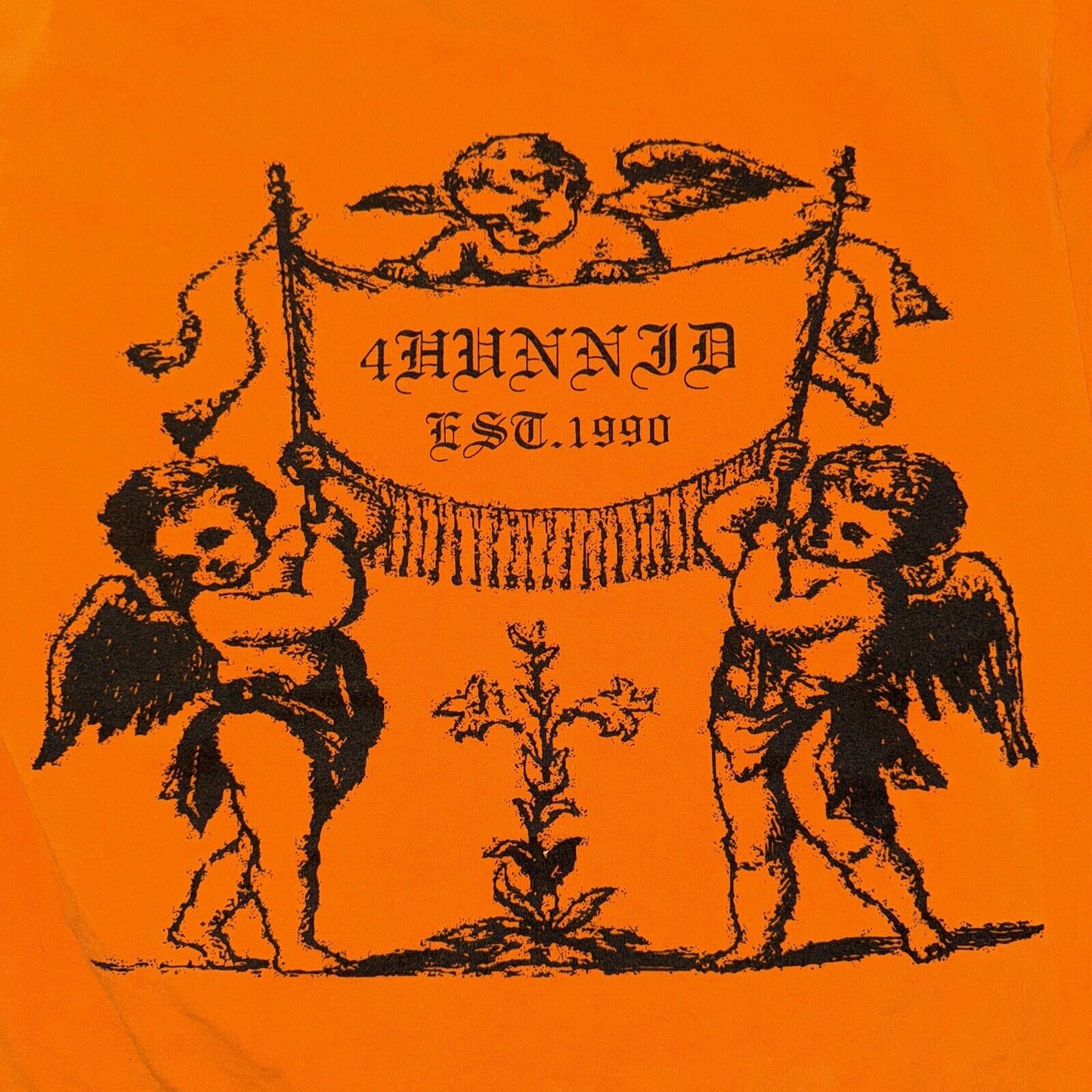 4 Hunnid Angels T-Shirt Orange Medium 19x25.5