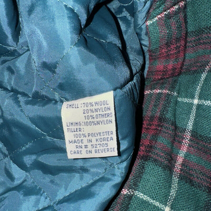 Vintage Briggs Plaid Shirt Flannel Green/Red Medium 23x30 Made In Korea 100% Pol