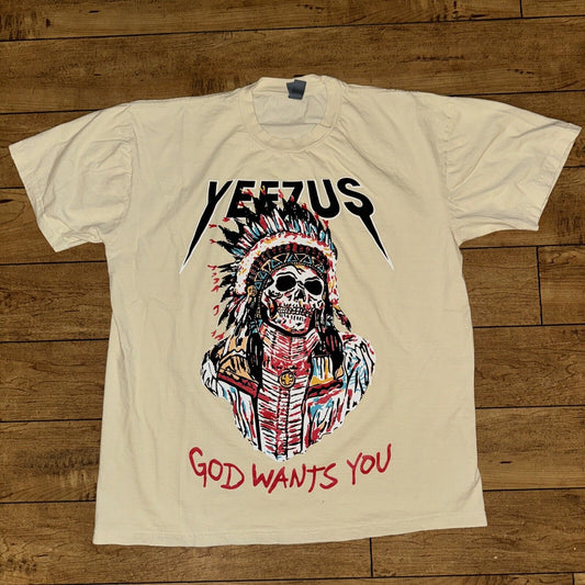 Kanye West Yeezus Tour Merch T-Shirt XL 23x28 Cream Off-White