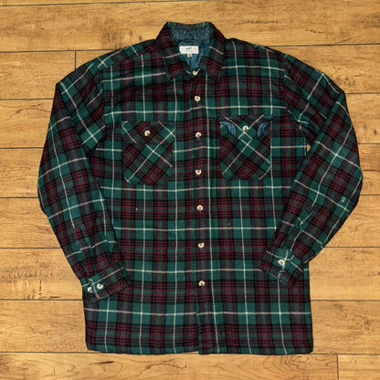 Vintage Briggs Plaid Shirt Flannel Green/Red Medium 23x30 Made In Korea 100% Pol